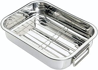 KitchenCraft Small Stainless Steel Roasting Tin with Rack, 27 x 2 cm (1.5" x 8")