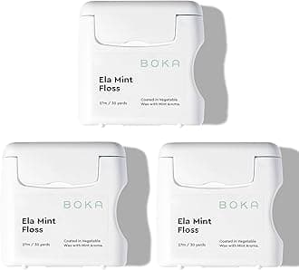 Boka Ela Mint Expandable Woven Dental Floss, Made from Natural Vegetable Wax, Teflon-Free and Petroleum-Free, 30 Yards of Waxed Floss (Pack of 3)
