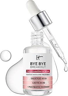 IT Cosmetics Bye Bye Breakout Acne Treatment Face Serum -With 2% Salicylic Acid & 3% Lactic Acid - Helps Reduce Pimples in 3 Days & Fades Look of Post-Acne Marks in 8 Weeks - 1 Fl. Oz
