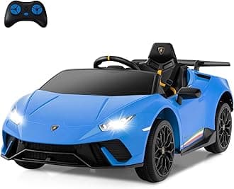 Licensed Lamborghini Huracan Ride on Car by INFANS, 12V Kids Electric Vehicle Battery Powered Toy with Remote Control, LED Lights, Spring Suspension, Bluetooth, MP3, Aged 3-8 Years (Blue)
