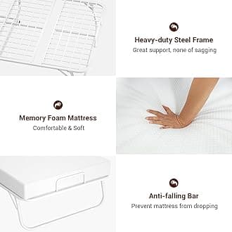 Homieasy Folding Bed with Mattress, Portable Rollaway Bed for Adults, White, 75” x 31”