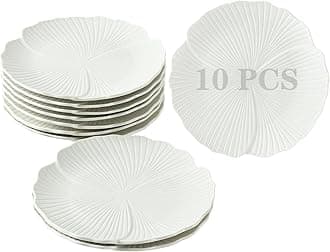 8 Inch Porcelain Small Dinner Plate Set of 10, White Appetizer Plates, Modern Dessert Salad Plates, Ceramic Dinnerware Serving Plates for Steak, Snack, Pizza, Fruit, Microwave & Dishwasher Safe