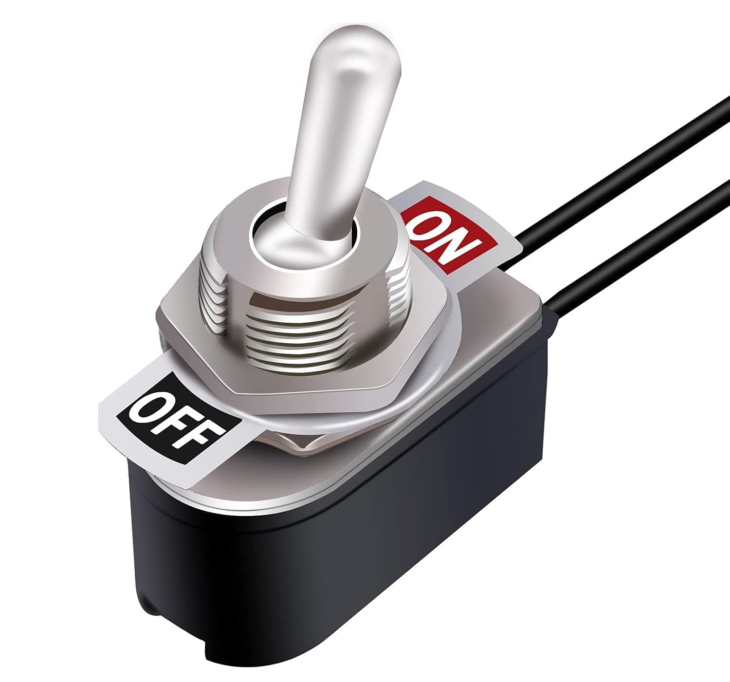 TWTADE Mini Toggle Rocker Switch 2 Pin ON/Off Latching AC 6A/125V 3A/250V SPST Heavy Duty with 5''Leads KNS-1