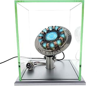 tkwser 1Swords Iron Man Arc Reactor MK1 1:1 Ratio, Vibration Sensing, LED Light, USB Connection, with Display Case. for Collections, Toy Gift*
