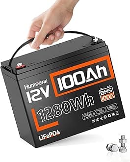 HumsiENK 12V 100Ah LiFePO4 Battery Lithium Deep Cycle, Group 24, IP67, Built-in 100A BMS, 1280Wh Energy, 15000+ Cycles for RV Solar Off-Grid Marine Trolling Motor, Portable Power for Camping