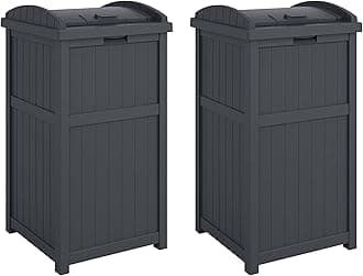 2 Pack Trash Hideaway Refuse Container, Stylish Resin Outdoor Garbage Bin with Latching Lid, 30 to 33 Gallon Capacity, Cyberspace