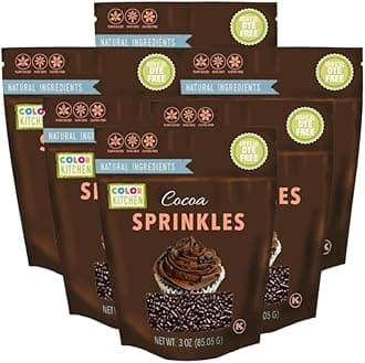 Color Kitchen Sprinkles Natural Ingredients Baking Cake Decorations, Ice Cream Toppings and Cookie Decorating - Artificial Dye-free, Plant-Based Colors, Gluten-Free ,Non-GMO, No Hydrogenated Oils, Soy-Free, Kosher, Certified Natural Cocoa Sprinkles 3 OZ (Pack of 6)
