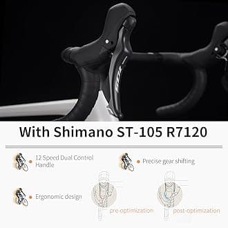 Carbon Fiber Road Bike, Hydraulic Oil Disc Bike with Carbon Fiber Frame and Wheelset, Lightweight Full Carbon Racing Bicycle with Shimano R7120 24S Shift Set for Adults