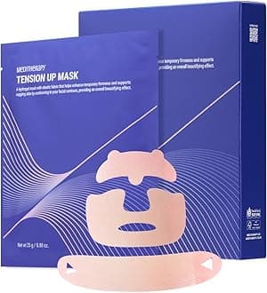 Tension Up Mask 5EA - Korean Collagen Face V Line Lifting Mask - Hydrating Firming & Skin Tightening for Sharp & Sculpted Contour Double Chin Reducer - Matrixyl & Peptide Gel Facial Mask
