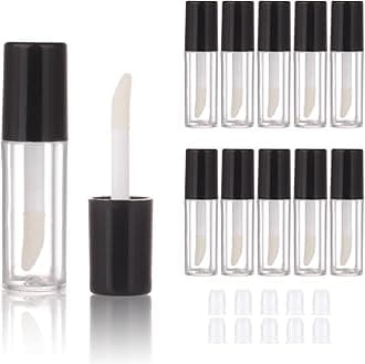 COSIDEA 10pcs Empty Black 0.8ml mini lip gloss tubes Sample size lipgloss containers for sample sack lip oil DIY