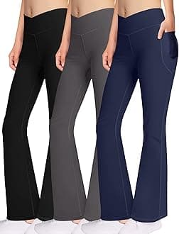 DALIGIRL Bootcut Yoga Pants Flare Leggings for Girls - Crossover High Waisted Dance Pants with Pockets for Teens