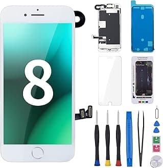 for iPhone 8 Screen Replacement With Home Button 4.7” White, LCD Display for iPhone SE 2nd 2020 3D Touch Digitizer Full Assembly Repair Kit Front Camera Speaker Sensor, Fix Tools for A1863 A1905 A1906