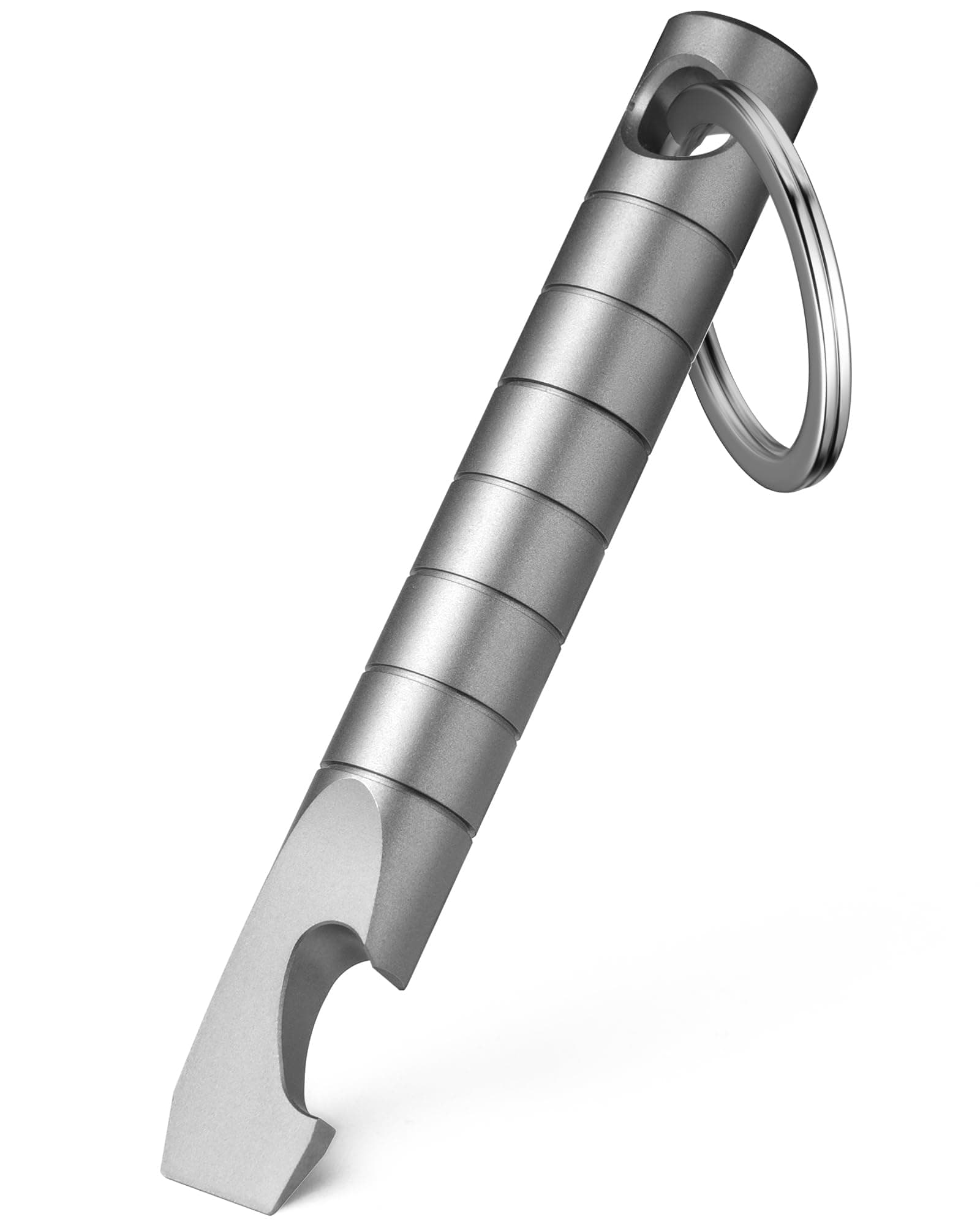 TISUR Keychain Pry Bar, Titanium Mini EDC Prybar Multitool with Bottle Opener, Pocket Small Keychain Tools for Every Day Carry(Gray-Mini)