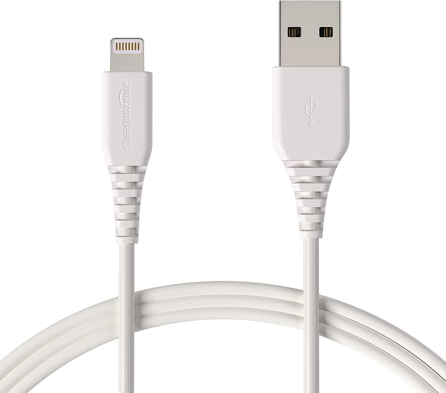 Amazon Basics MFi-Certified USB-A to Lightning Cable for Apple iPhone and iPad - 6 Feet (1.8 Meters), White