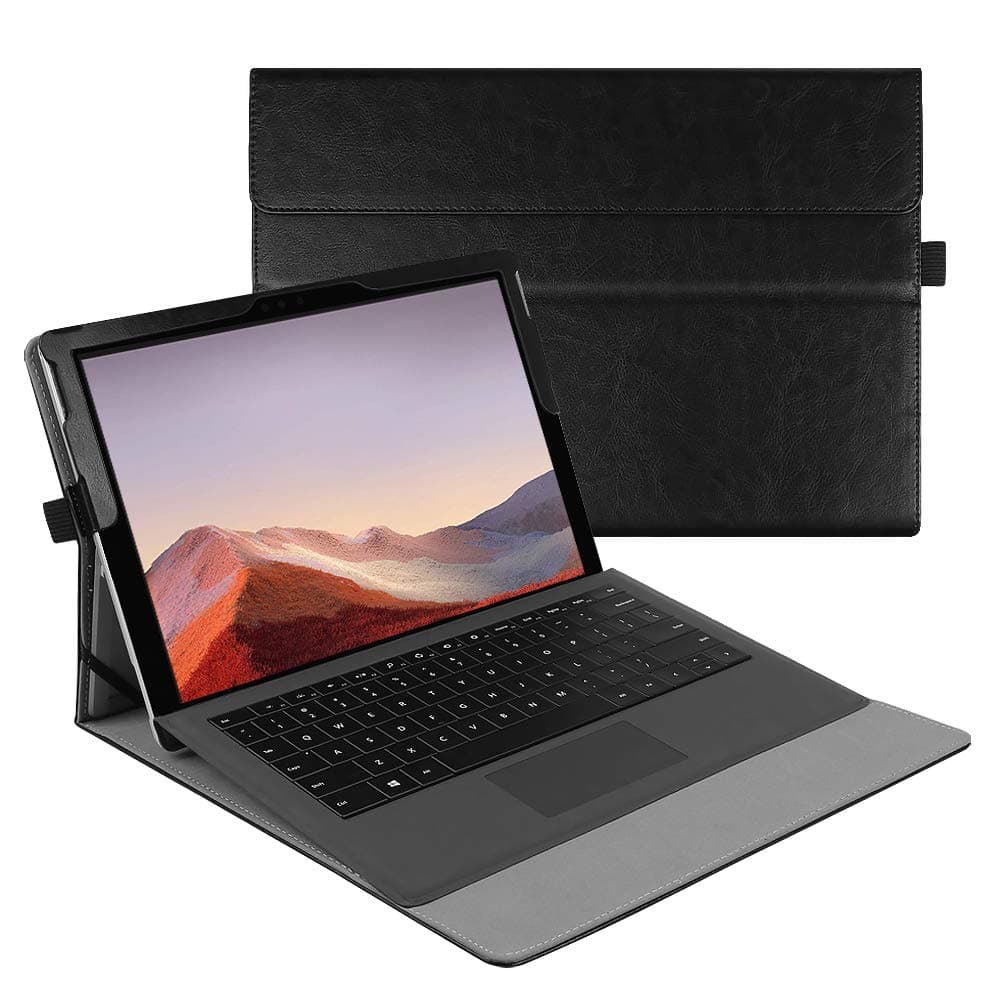 Case for Microsoft Surface Pro 7 / Pro 6 / Pro 5 / Pro 4 / Pro 3 / Pro LTE - Multiple Angle Viewing Portfolio Business Cover, Compatible with Type Cover Keyboard, Black