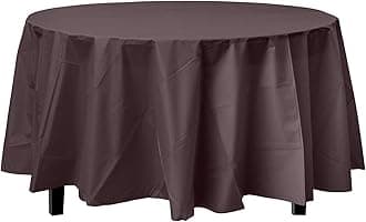 Exquisite 12-Pack Premium Plastic 84-Inch Round Tablecloth - Brown