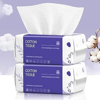 Disposable Face Towel 200 Count, Face Towels, Soft Cotton Dry Wipes Facial Cloths Towelettes for Washing and Drying, Facial Tissue for Cleansing, Skincare and Makeup Remover