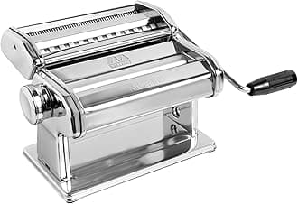 Made in Italy Atlas 180 Classic Manual Pasta Machine, Chrome Steel. Makes Lasagne, Fettuccine & Tagliolini.