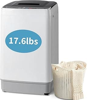 Full Automatic Washing Machine, 17.6Lbs Top Load Portable Washer with Drain Pump, 10 Wash Programs 8 Water 2 in 1 Washer and Dryer for Apartments, RV, Camping