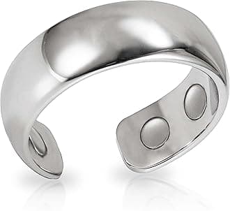 MagnetRX® Magnetic Ring - Elegant Stainless Steel Ring - Magnet Rings for Women & Men (Polished Silver, Size: 10)