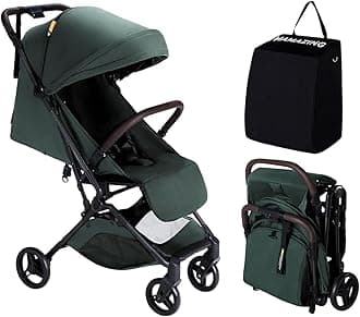 MAMAZING Ultra Air Lightweight Baby Travel Stroller with Carbon Fiber Frame, Compact & Airplane-Friendly, One-Handed Fold, 11.6 lbs, Perfect for Toddlers, Green