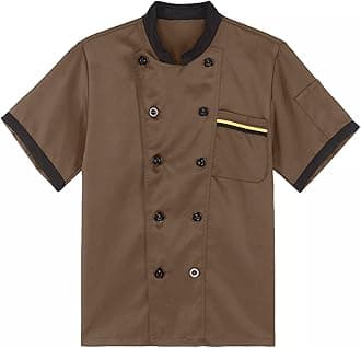 Unisex Chef Coat for Men Women Works Chef Jacket Short Sleeve Crewneck Button Down Uniform Pocket T Shirts