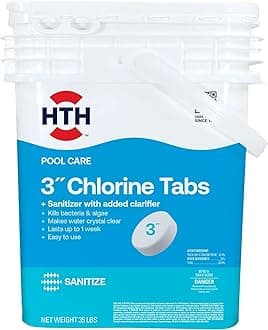 HTH 42050 Swimming Pool Care 3" Chlorine Tabs, Swimming Pool Chlorinating Sanitizer, 35lb