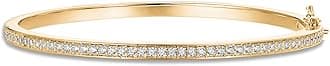 14K Gold Plated Cubic Zirconia Bangle Classic Tennis Bracelet | 7.5 Inch Gold Bracelet for Women
