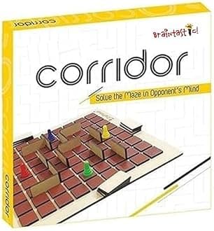 Braintastic Wooden Corridor Board Game for Kids, Adults, Family| Age 8+ Years (Smart Kids 4+ Years)|Interesting Mind, Strategy Game for Home, Travel| Super Fun to Play| 2-4 Players|Brown Color|