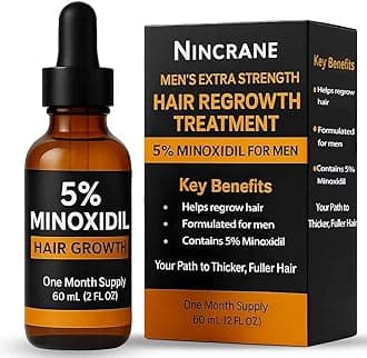 Minoxidil for Men 5% – Hair Regrowth & Beard Growth Kit – Extra Strength Hair Loss Treatment – Topical Minoxidil for Facial Hair & Scalp – 60ml
