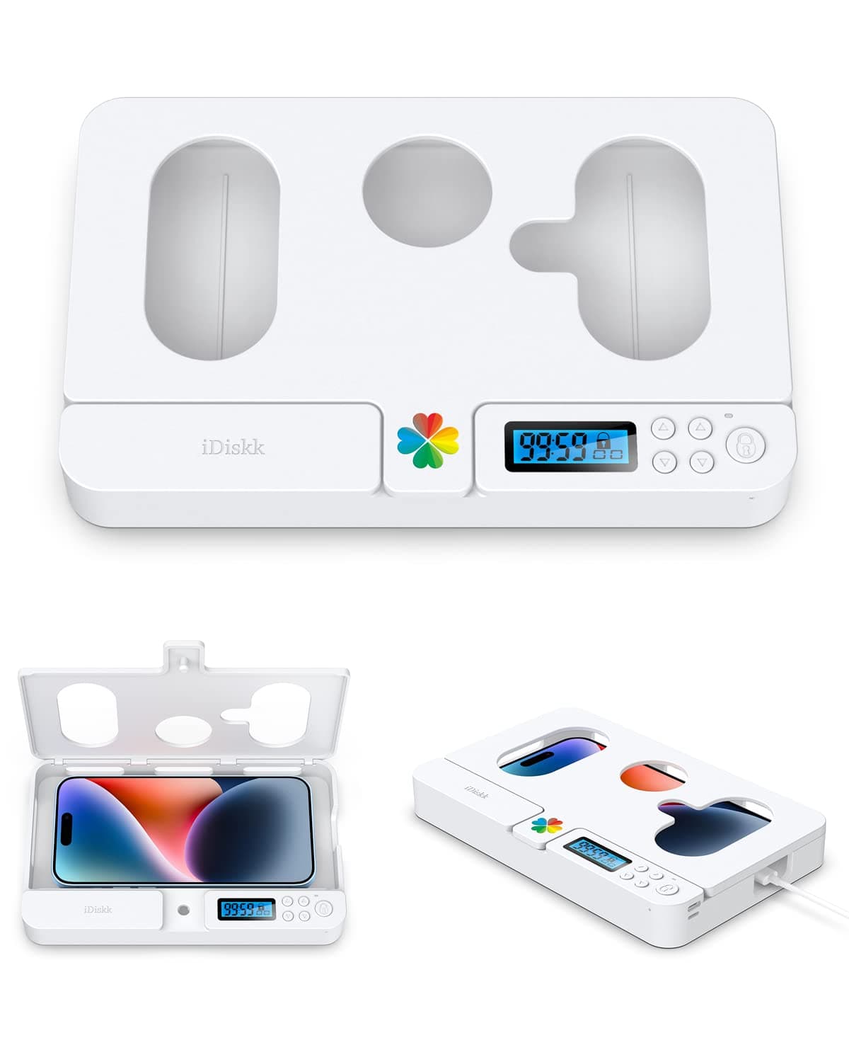 iDiskk Cell Phone Lock Box with Timer,iPhone Timer Box Phone Jail for Android Sumsung/Google/iPhone 14/13/13 pro/12/11/X/XR/XS/8/ Cell Phone LockBox for Kids/Students/Parents to get More Focused