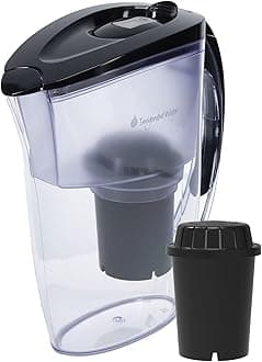Invigorated Water Alkaline Water Pitcher - Improves Hydration For Better Health And Higher Energy - Anti-Slip Countertop Design - Easy To Fill Lid - Includes pH001 Filter - BPA-Free Plastic Pitcher