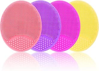 4 Pack Face Scrubber, Soft Silicone Facial Cleansing Brush Face Exfoliator Blackhead Acne Pore Pad Cradle Cap Face Wash Brush for Deep Cleaning Skin Care (Multicolor-A)