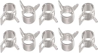 sourcing map 10pcs 5mm Spring Band Type Action Fuel/Silicone Vacuum Hose Pipe Clamp Low Pressure Air Clip Clamp, Nickel Plated