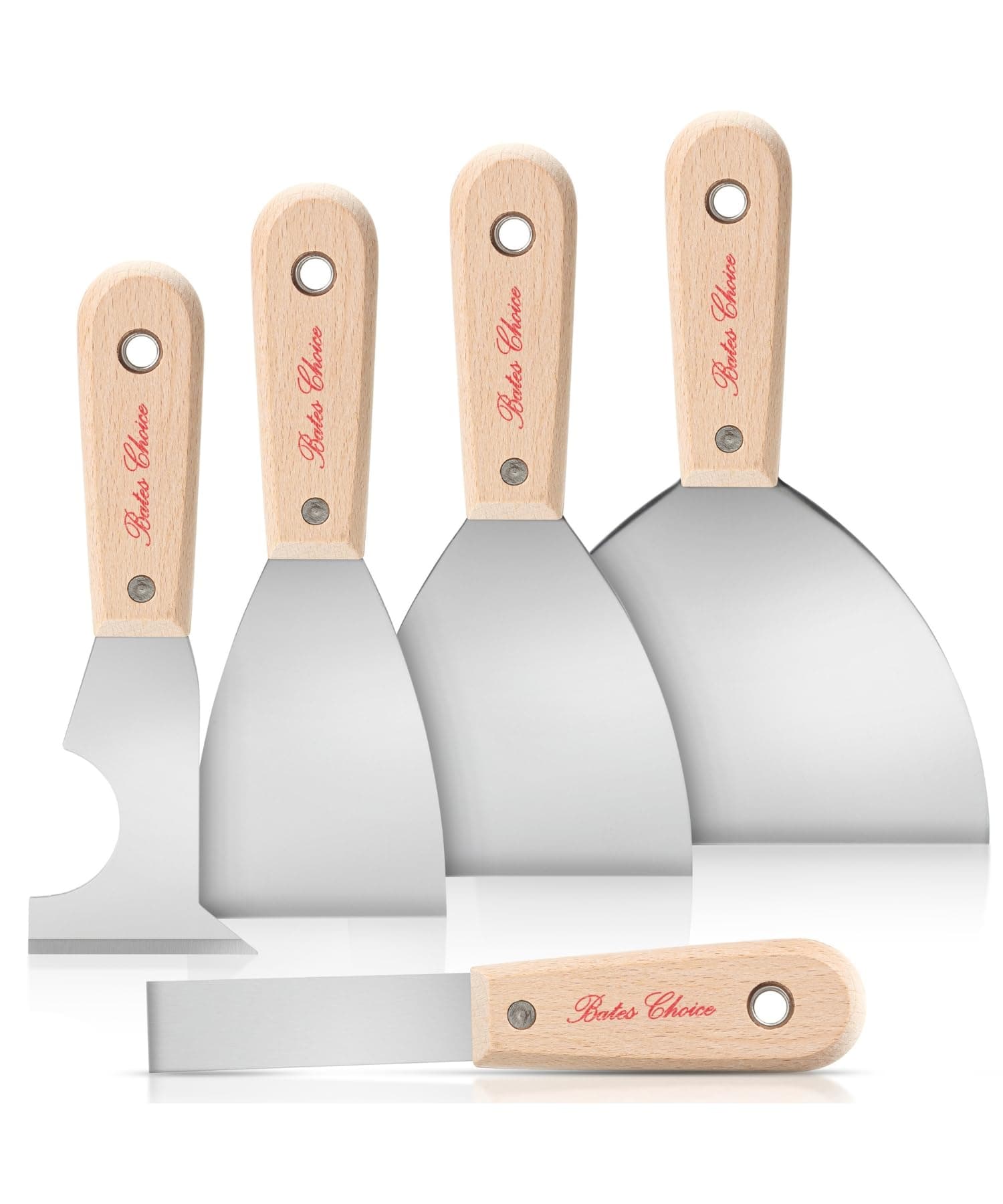 Bates- Paint Scraper, 5 Pc Scraper Tool, Putty Knife Set, Putty Knife, Painting Tools, 5 in 1 Tool, Spackle Knife, Wallpaper Scraper, Painters Tool, Crown Molding Tool, Paint Remover for Wood, Scraper