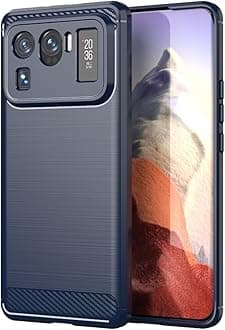 Case for Mi 11 Ultra Case, M2102K1G Ultra Slim Phone Cover with Shock-Absorption Carbon Fiber TPU Rubber Protective Cases for Xiaomi Mi 11 Ultra Navy Blue
