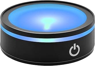 IFOLAINA LED Light Base Lighted Display Stand for Crystal 3D Photo Glass Art Tumbler RGB Multicolor Lighting Round Black Pedestal - Flat