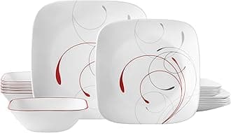 Corelle vitrelle splendor dinnerware set 18 pcs white red