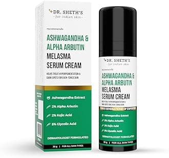 Ashwagandha & Alpha Arbutin Melasma Serum Cream- 30G |For Hyperpigmentation, Dark Spots & Sun Damage|Even Toned & Blemish Free Skin|Enriched With Glycolic Acid, Kojic Acid & Niacinamide