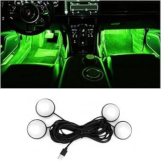 BESULEN Car Interior LED Lights, Automotive Ambient Neon Light Kit with USB Port, Car Accessories, Gifts for Men and Women, 4 in 1 Decoration Lights for Car, Garden, Home, Party（Green）