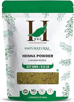 - H&C Herbal Ingredients Expert Natural Henna Powder (227 Gm) for Hair Color | Provides Healthy & Shiny Hair | No Added Color, Filler or Preservatives | Lawsonia inermis/Marudhani Podi/Hina/Mehandi