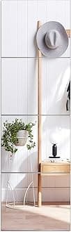 VASUHOME Glass Full Length Wall Mirror Tiles - [12 x10 Inch - 4PCS] HD Gym Mirrors for Home Gym, Full Body Long Mirror for Bedroom, Living Room, Door, Closet