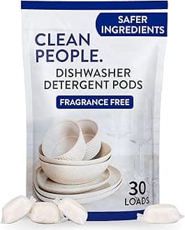 The Clean People Dishwasher Pods - Cuts Grease & Rinses Sparkling Clean - Residue-Free - Phosphate Free Dishwashing Pods - Fragrance Free, 30 Pack