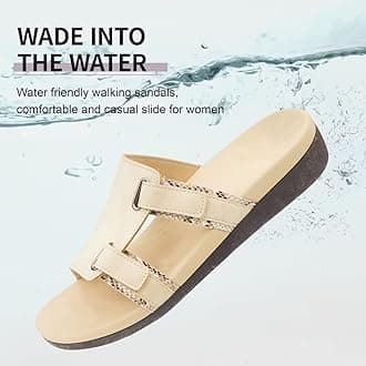 MEGNYA Comfortable Women's Walking Sandals, Arch Support Slides for Plantar Fasciitis Flat Feet, Adjustable Strap Sandals for Orthopedic