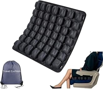 Travel Cushion,Inflatable Travel Cushion Airplane seat Cushions for Long Flights,Portable car seat Cushions, for Office Chair, Wheelchair (49 air Bag Black)