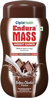 Mass Weight Gainer Powder 550G Belgian Chocolate | Unique Blend Of 3 Sources Of Protein, Carbs, Vitamins & Essential Minerals | Ideal For Children Above 10 Years, Men, Women & Athletes
