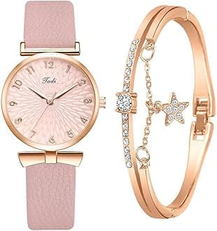 Women Watches and Bracelet Set Elegant Ladies Dress Watch Set Stylish Wrist Watches Wristwatches Jewelry Gifts Set