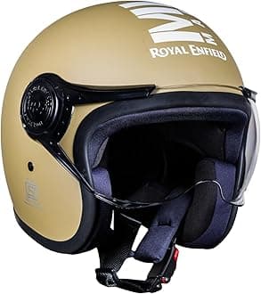 Royal Enfield Open Face MLG Helmet with Clear Visor Matt Desert Storm, Size: L(59-60cm)