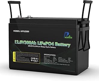 12V 300Ah Bluetooth, Built-in 200A BMS Rechargeable LiFePO4 Lithium Battery, 5000-15000 Cycles, 3840Wh Lithium Battery for Boats, Solar System, Trolling Motors, Energy Storage