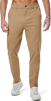 Men's Chino Pants Casual Stretch Waist Tapered Trousers with Pockets